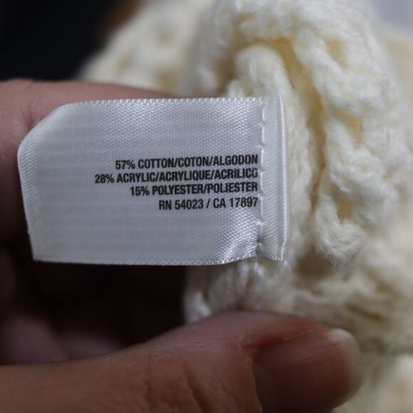 Old Navy White Open Knit Pullover Crewneck Sweater Large Lightweight Top - Picture 9 of 9